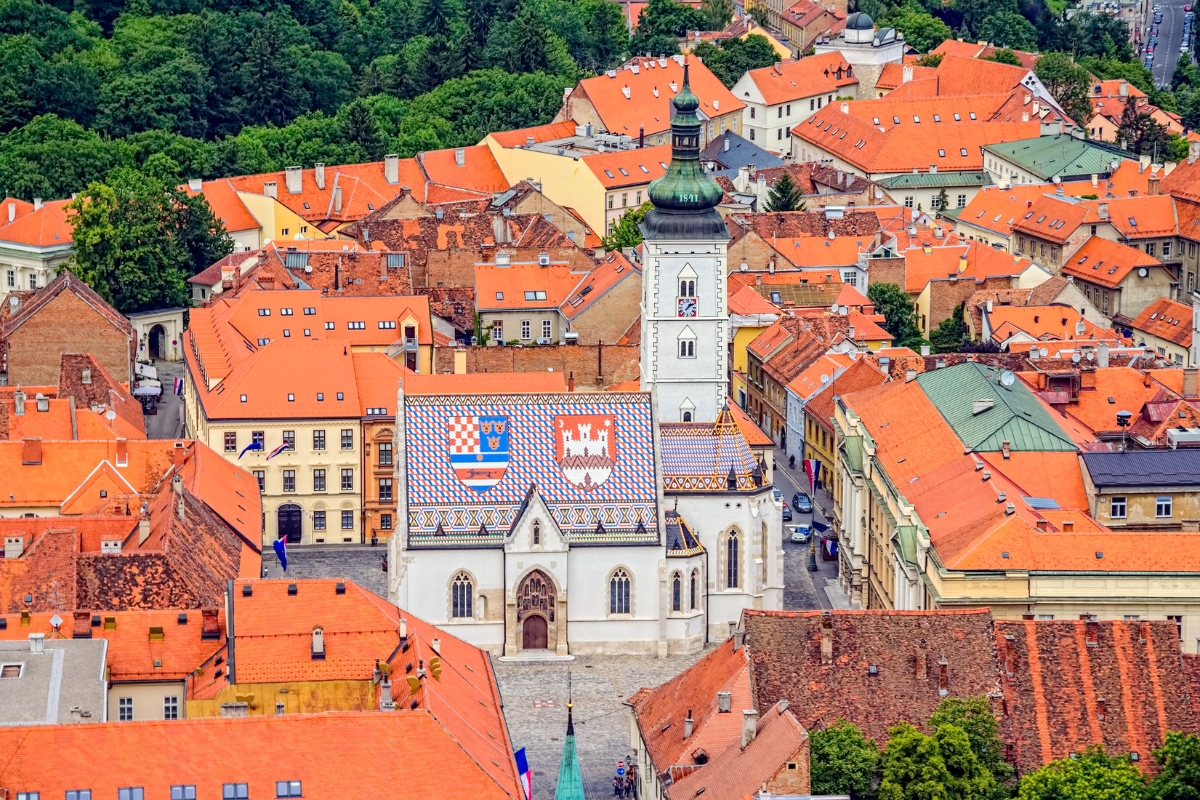 Blick auf die St.-Markus-Kirche im Zentrum von Zagreb.